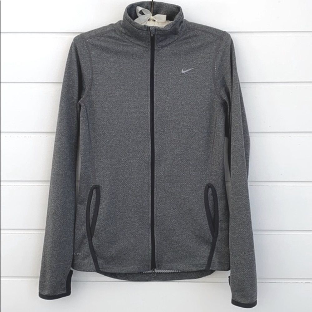 Nike Dri Fit Full Zip Grey Jacket Sweatshirt EUC S